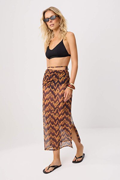 Trendyol Collection Batik Patterned Knitted Midi Beach Pareo Tbess25Pr00014