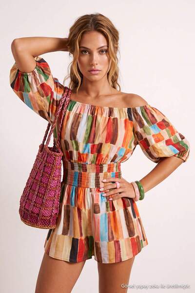 Trendyol Collection Beachwear Multi-Colored Plain Oversize Woven 100% Cotton ...