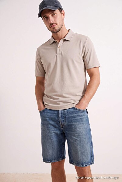 Trendyol Collection Gray Regular/Normal Cut Modal Content Polo Neck T-Shirt T...
