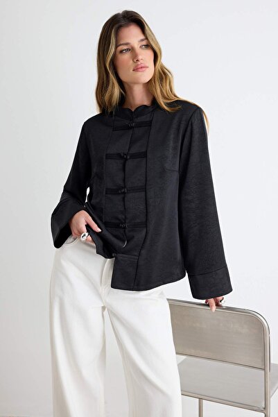 Trendyol Collection قميص أسود TWOAW27GO00103
