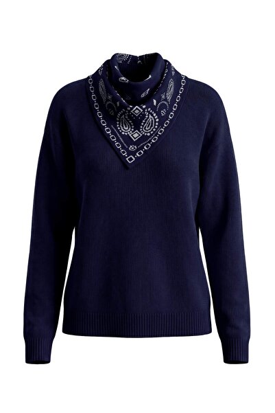 Trendyol Collection Navy Blue Oversize Detachable Shawl Detailed Knitwear Swe...