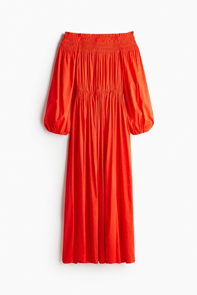 H&M Üst Kısmı Büzgülü Omuzları Açık Elbise