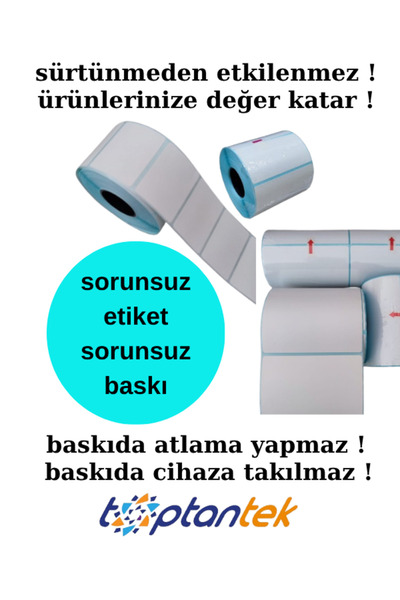 TOPTANTEK Termal Etiket Barkod 80x80 Lamine Termal Etiket 300 Adet (TAM METRAJ) 1. Kalite