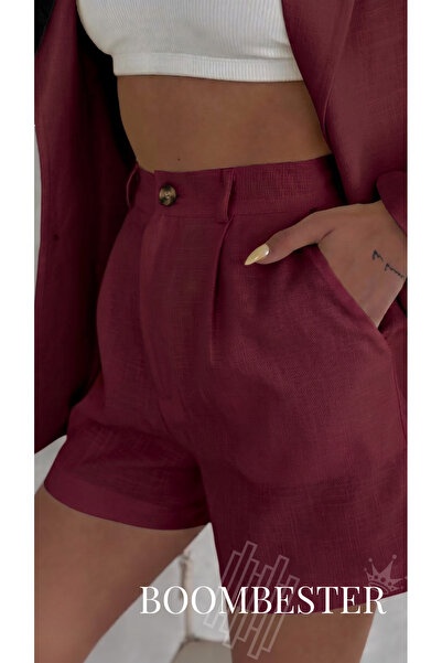 BoomBester Γυναικείο λινό σορτς Flam Premium ποιότητας με ελαστική επένδυση σ...