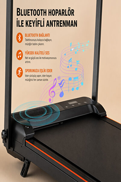 Raiden KB800 Koşu Bandı Titreşim Modlu Bluetoothlu Eğimli Yürüme Koşu Bandı 2hp Motor Fitness Katlanır 7 Katman Akıllı Koşu Pedi Kumandalı