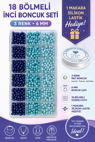 By MO Accessories Σετ κατασκευής βραχιολιών και κολιέ με 3 χρώματα μαργαριταρ...