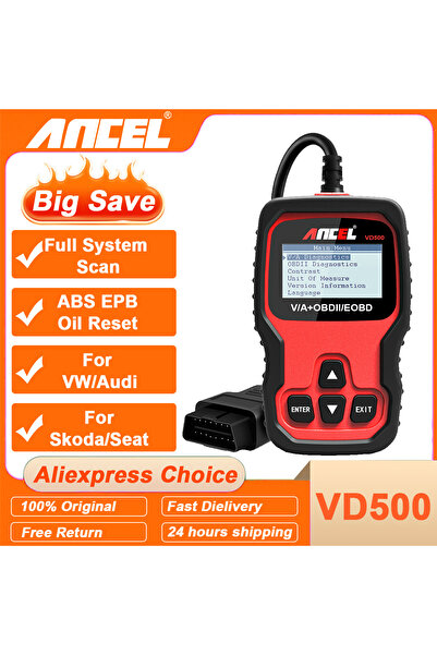 Choice Blue Ancel VD500 OBD2 Scanner Full System Scan ABS Oil EPB Reset OBD 2...