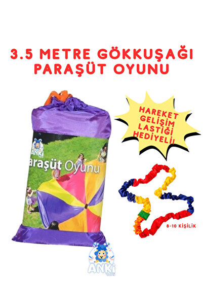 AnkiToys Paraşüt Aktivite Oyunu Çap:3,5mt-Gökkuşağı Paraşüt