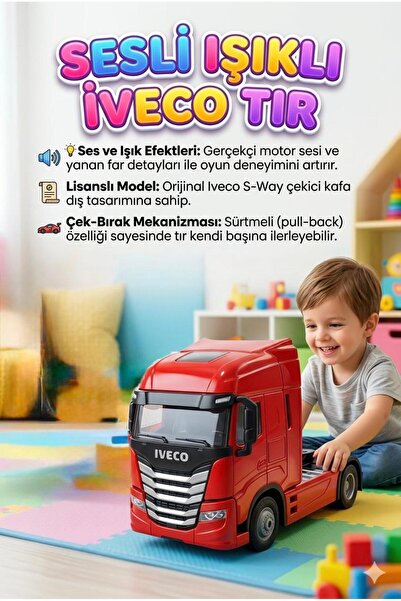 Tıfıl Toys Iveco S-Way Kırmızı Lisanslı Sesli ve Işıklı Çekici Tır - Çek-Bıra...