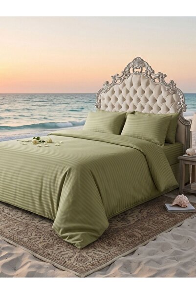 GOLDROOM Home Striped Cotton Satin Bedding Set