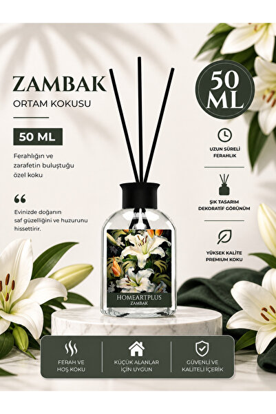 homeartplus Zambak oda kokusu bambu Çubuklu esansiyel uçucu yağ 50 ml
