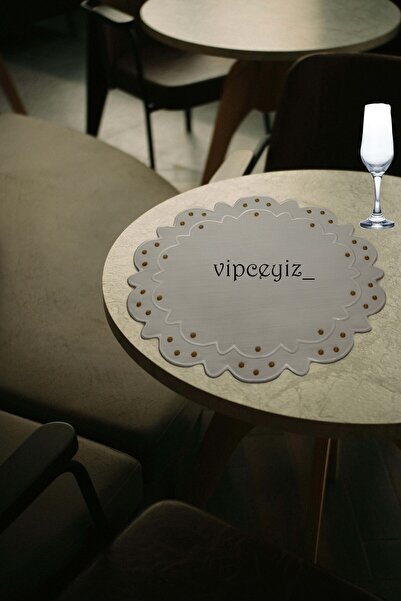 vipceyiz χρυσό & εκρού πολυτελές κεντημένο αμερικάνικο σερβίτσιο 1 τεμάχιο