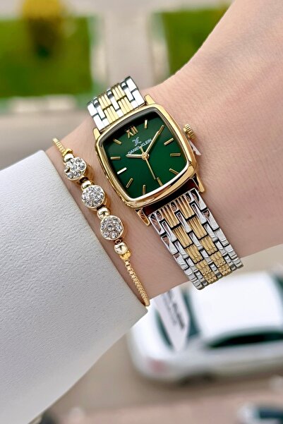 Daniel Klein Kadranı Yeşil Kordonu Gold Gümüş Renk 22 mm Hediye Paketli Kadın...
