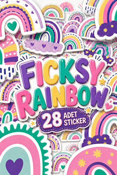 Ficksy مجموعة ملصقات قوس قزح - 28 ملصقًا