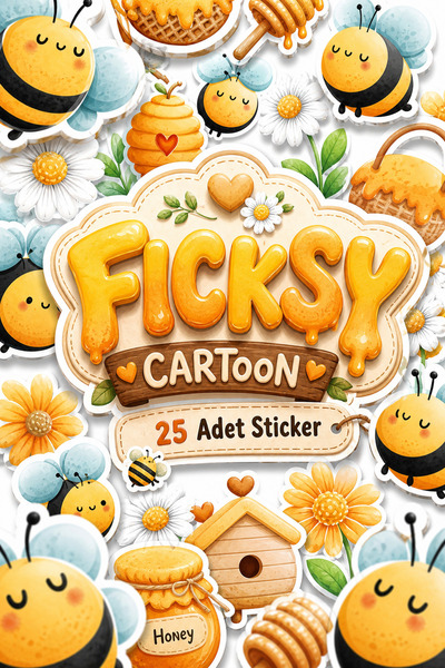 Ficksy Sevimli Arı Sticker Seti - 23 Adet Etiket Çıkartma