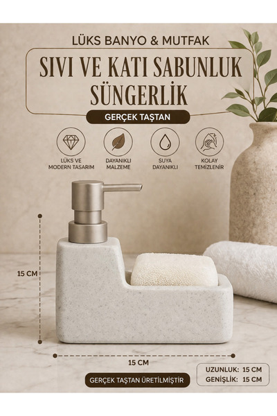 düzenya Siyah taş sıvı sabunluk ve katı sabunluk