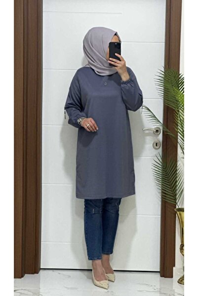MODA ALMİRA 7075 K35 GRİ RENK KOLU AKSESUAR HAZAL TUNİK