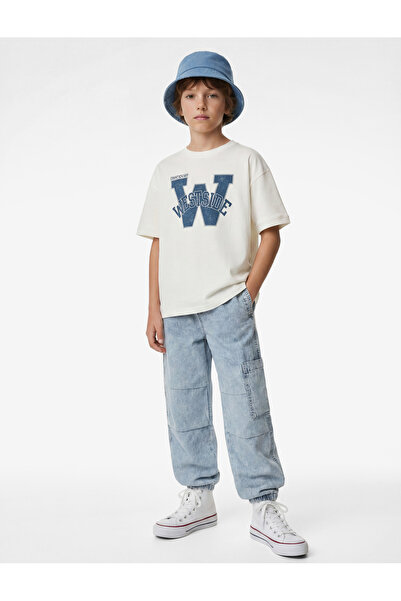 Koton Cotton Short Sleeve Crew Neck Printed Oversized T-Shirt