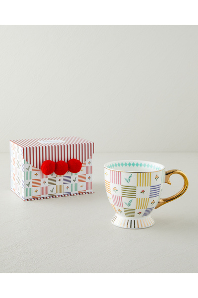 English Home Bright Vionna New Bone China Kupa 460 ml Pembe-Kırmızı-Turuncu