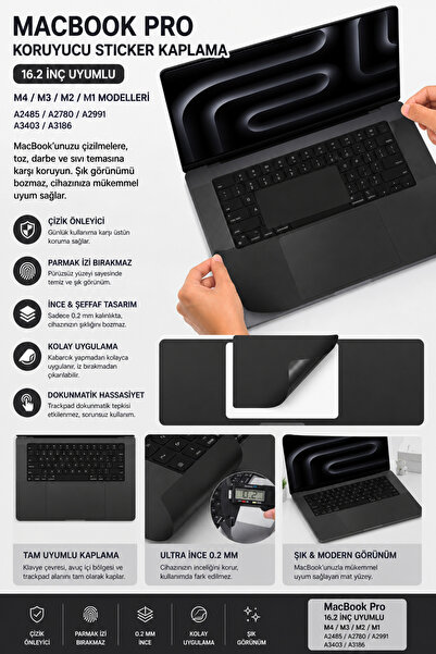 Mcstorey Macbook Pro Kılıf 16.2 inç M4 M3 M2 M1 Sticker Kaplama Koruyucu A248...