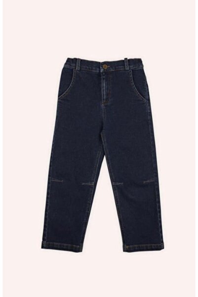 Panço Baby Girl Knee Stitching Detailed Jeans 0-3 Years Dark Blue