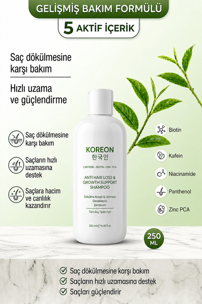 KOREON Saç Dökülmesine Karşı Hızlı Uzatan Güçlendirici Onarıcı Şampuan 250 ml...