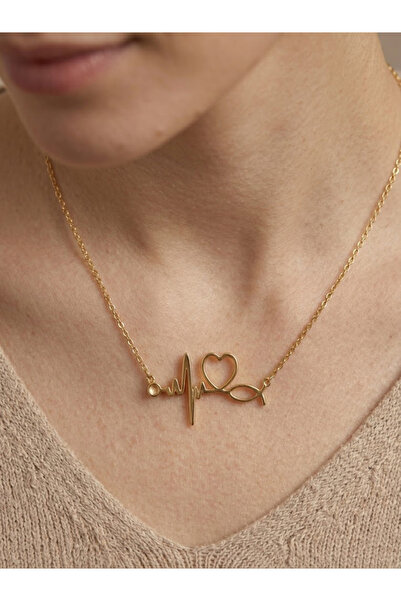YCL JEWELLERY Altın Ritim Kalp Atışı Kolye