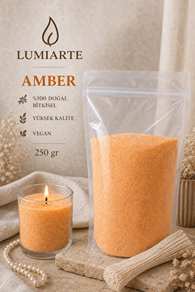 Lumiarte Amber İnci Tozu Mum 250 Gr Doğal Bitkisel Vegan 10 Adet 10 cm Fitil ...