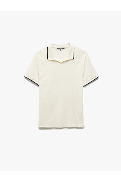 Koton Kontrast Detaylı Pamuklu Pike Kumaş Kısa Kollu Slim Fit Polo Yaka Tişört