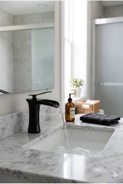 Hedi's Home Waterfall Black Sink Faucet