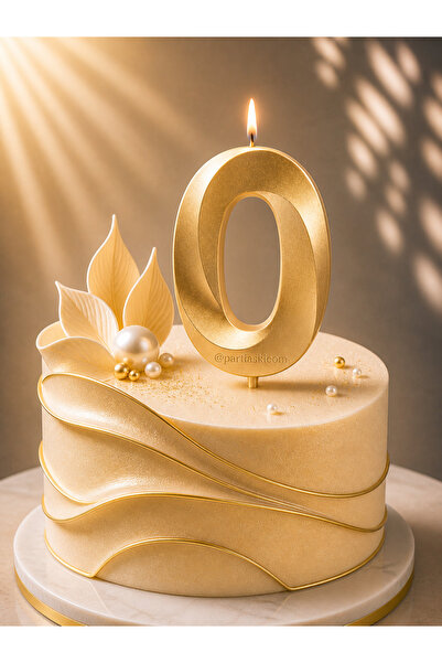 PARTİ AŞKI 0 Yaş Gold Renk Rakam Mum - Doğum Günü Pasta Mumu - Cupcake Mumu