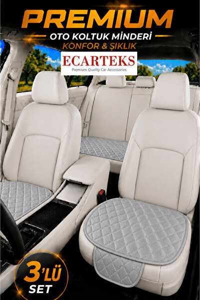 ECARTEKS PREMİUM QUALİTY CAR ACCESSORİES Ergonomik Cepli 3 Parça Oturak Deri ...