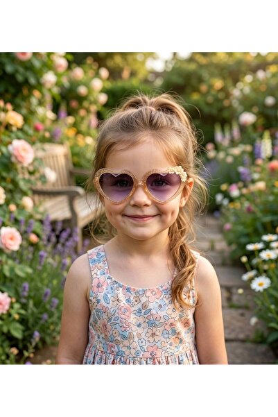 The Cloudish Shop Girl's Glittery Sunglasses Heart Yellow (Boxed)