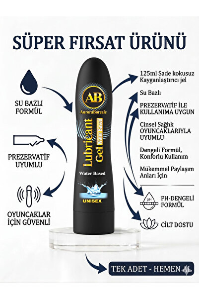 AuroraBoreale Premium Sade Su Bazlı Aromasız Büyük Boy Kayganlaştırıcı Jel Lubricant Gel