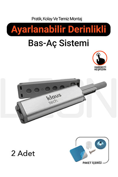 Klaus Tech. 2 Adet Metal Kaplamalı Bas Aç Mekanizma – Kulpsuz Dolap Kapak ve ...