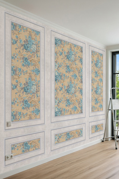 dreamwall Duvar Çıtası Görünümlü, Klasik Çiçek Desenli Tekstil Duvar Kağıdı