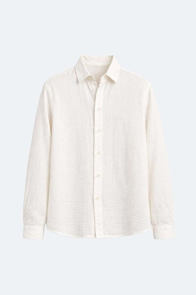 VAMOSCLO Textured cotton oversize shirt white