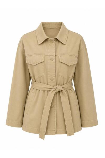 7430 Gabardine Belted Jacket Mink