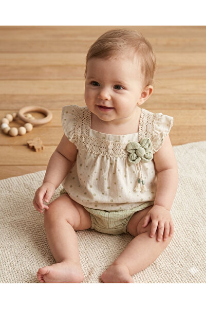 Sugarbaby 🌸 Eid Baby Girl Daisy Detailed Muslin Shorts Set