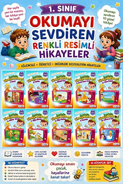 Ata Yayıncılık 1.Sınıf Renkli Eğlenceli Maceralı Okumayı Sevdiren Hikaye Seti 8