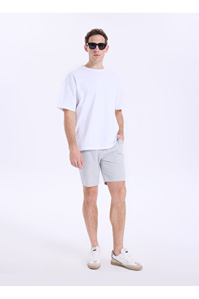 Fabrika Gri Erkek Jogger Çizgili Bermuda Şort FABRESA N