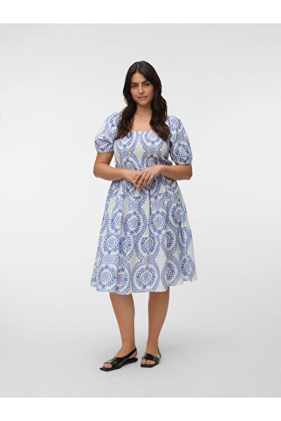 Veromoda Curve Gesmoktes Kleid VMCROKAYA Midikleid