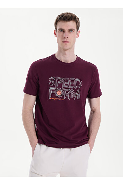 Discovery Expedition D6SM-TST3706 Bordo Bisiklet Relaxed Baskılı Erkek T-Shirt