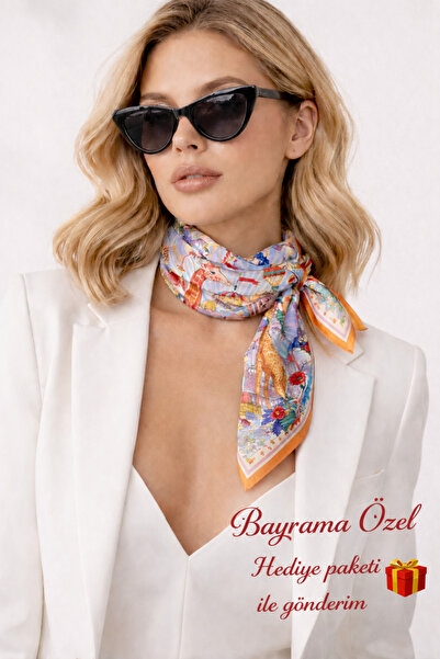 Bermody Bandana pentru femei 50x50 Eșarfă pătrată din raion, cu cusături ital...