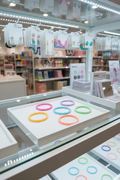 Miniso Lisanslı Kalpli Kutulu Renkli Mini Saç Lastiği – 40 Adet Esnek ve Saça...