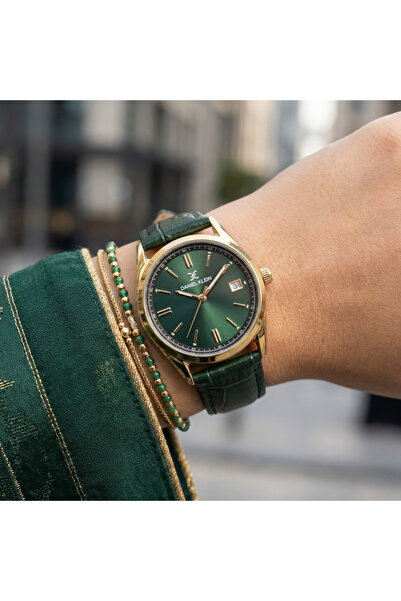 Daniel Klein Premium Dark Green Leather Watch for Women DK.6.14135-3
