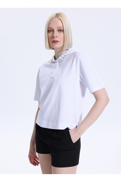Fabrika Beyaz Kadın Polo T-Shirt F6SL-TST0128