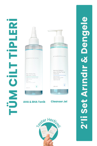 glowmolecules 2’li Set Arındır & Dengele Cleanser Jel & Aha Bha Tonik