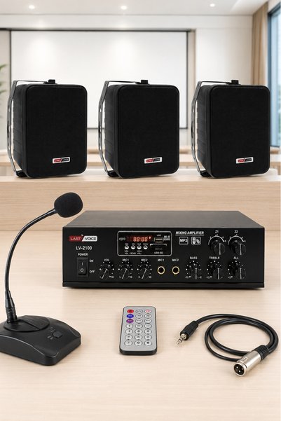 Lastvoice Black Large Paket-2 Hoparlör Ve Anfi Anons Ses Sistemi Seti