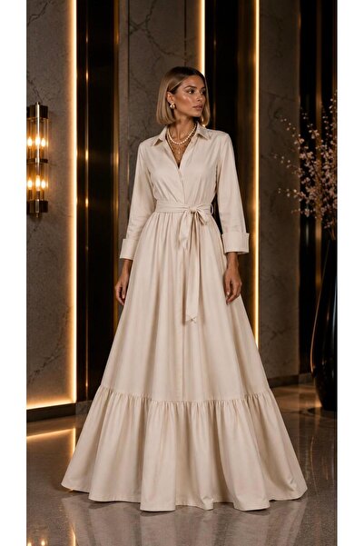 SERAVENZA COUTURE Maxi Skirt with Ruffle Detail Stylish Shirt Dress Cou-91